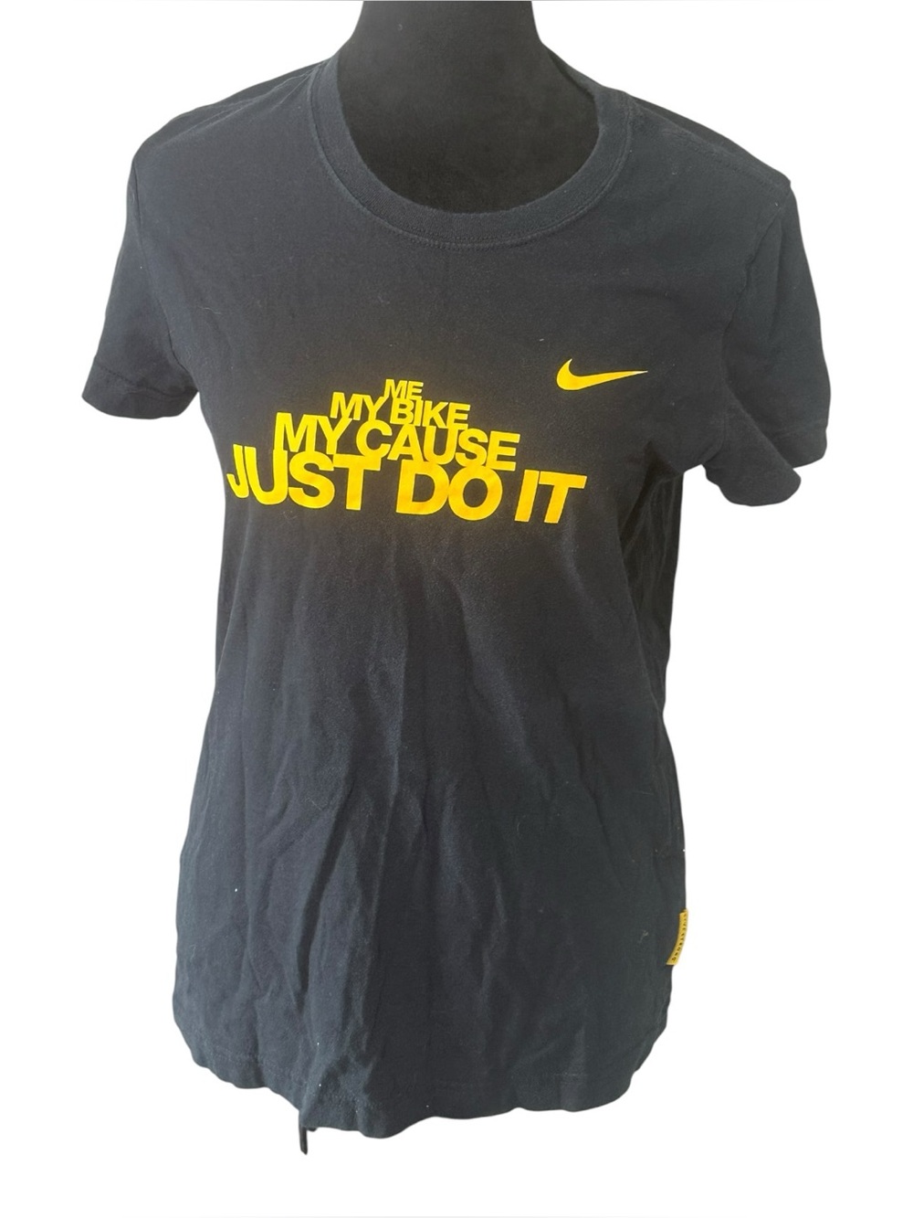 Nike Livestrong Women’s M Black Yellow Just Do It My Bike My Cause T-Shirt
